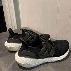 adidas Black and White Knit Running Shoes